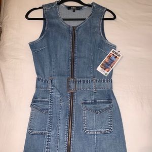 Rewash Denim Mini Dress with Belt